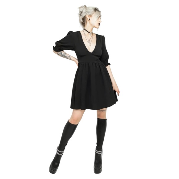 Disturbia Black Divination Textured Mini Dress Size 10 Goth Gothic whimsical - Picture 8 of 16